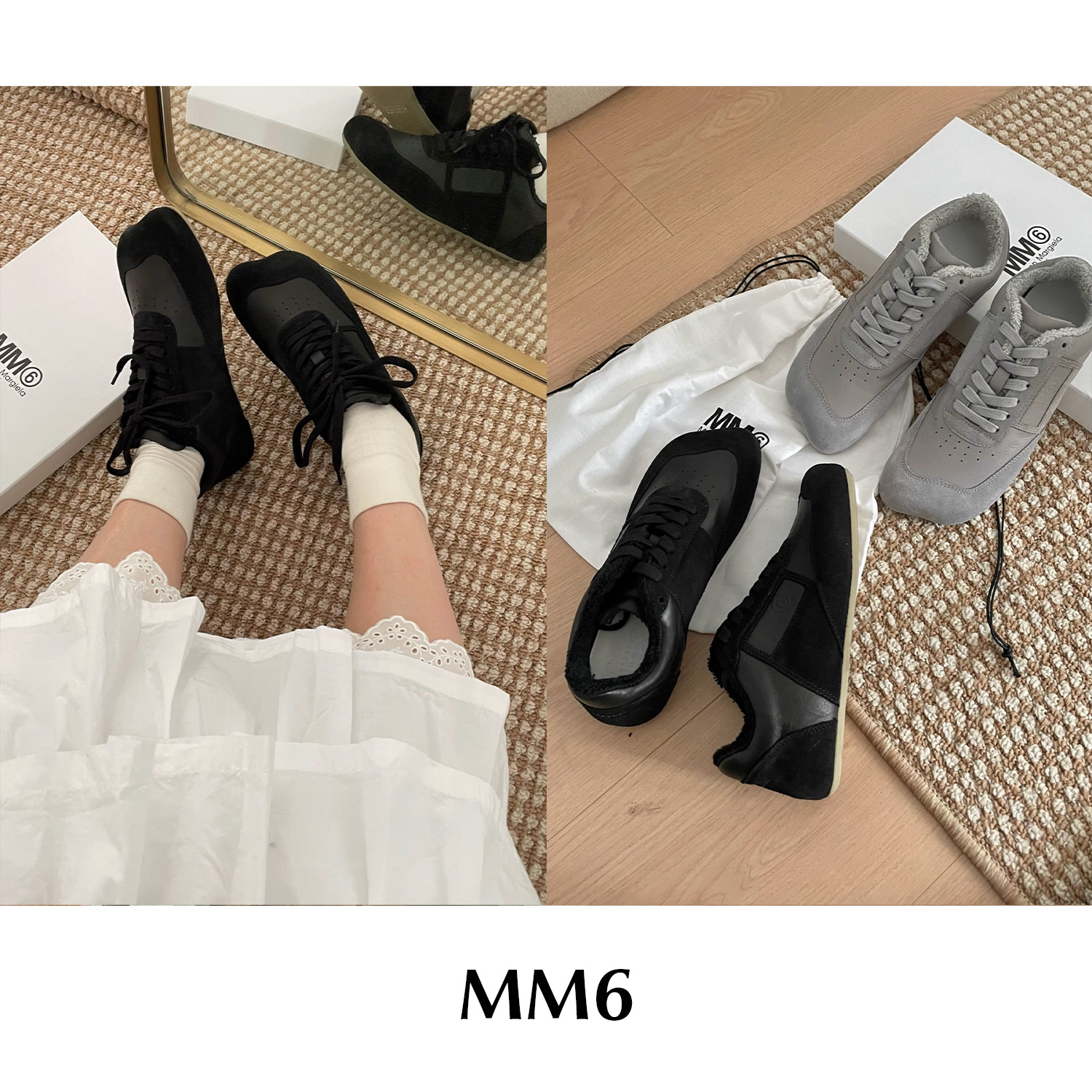 CETTCE 现货  Maison Margiela MM6 苹果头平底拼接德训鞋运动鞋