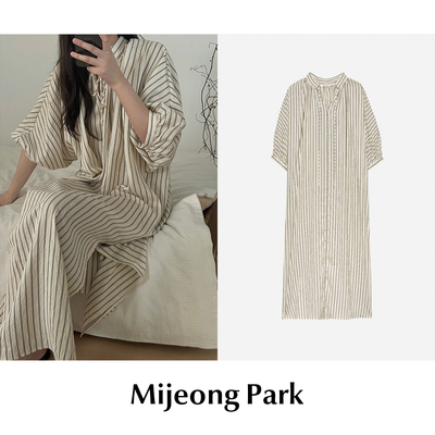 【SALE】CETTCE 现货 Mijeong Park 泡泡袖系带宽松短袖连衣裙