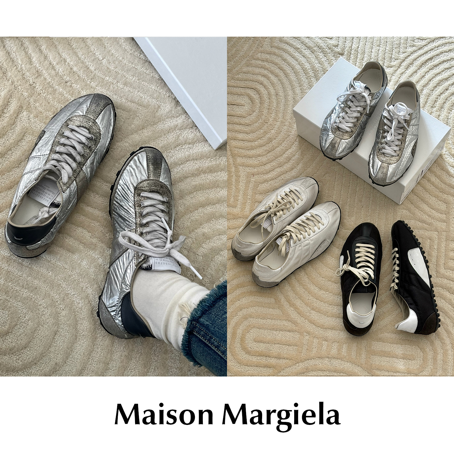 CETTCE 现货 Maison Margiela 马吉拉牛皮拼接薄底撞色低帮德训鞋