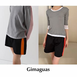 CETTCE Gimaguas 纯棉松紧腰拼接竖条纹休闲短裤 Jason 现货