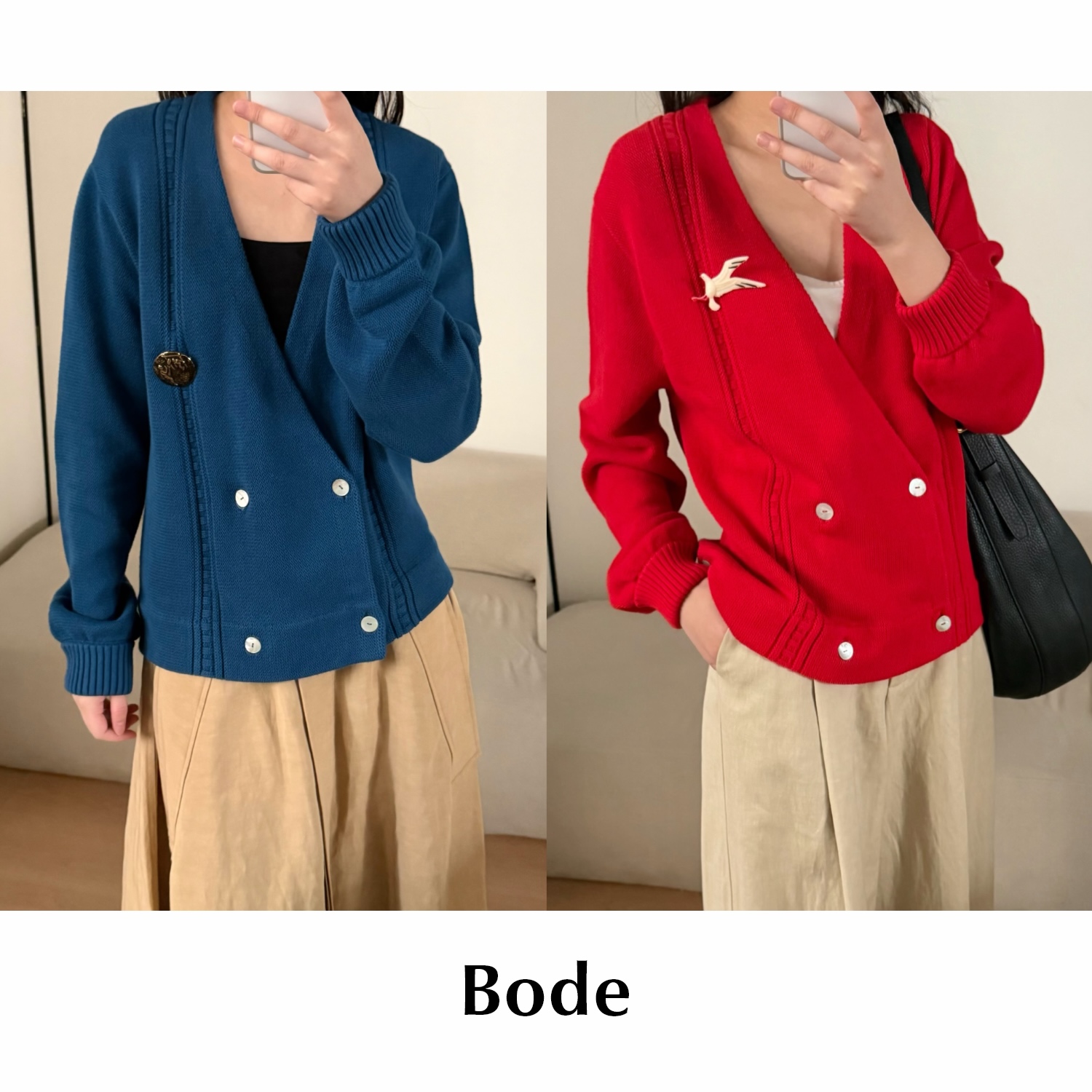 【SALE】CETTCE 现货 Bode 飞鸟刺绣logo徽标双排扣针织开衫外套