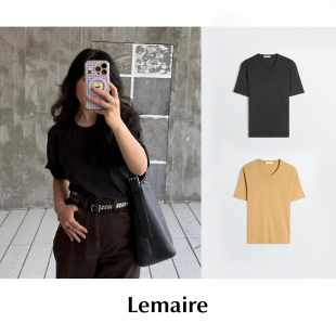 纯棉圆领落肩针织罗纹休闲短袖 Lemaire T恤上衣 现货 CETTCE