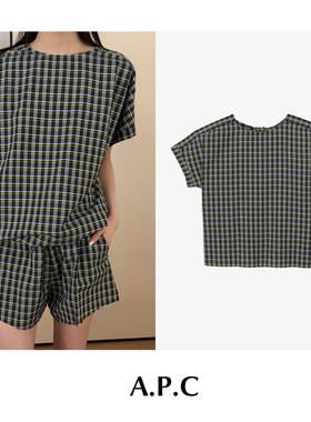 【SALE】CETTCE 现货 A.P.C. 纯棉格纹APC休闲拼色短袖上衣