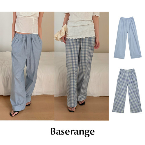 CETTCE 现货 Baserange 有机棉松紧腰条纹格纹休闲直筒裤 Claude