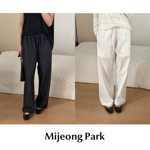 CETTCE 现货 Mijeong Park 棉混纺中腰弹力抽绳牛仔裤休闲长裤