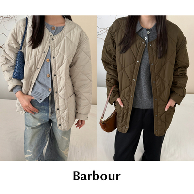 【SALE】CETTCE 现货 barbour棉服 限定无领菱格绗缝夹克外套女