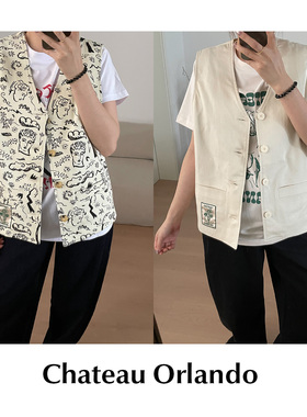 【SALE】CETTCE 现货 Chateau Orlando 无袖印花宽松马夹上衣