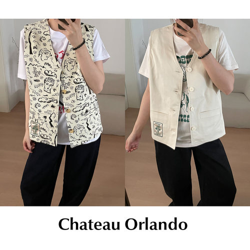 【SALE】CETTCE 现货 Chateau Orlando 无袖印花宽松马夹上衣