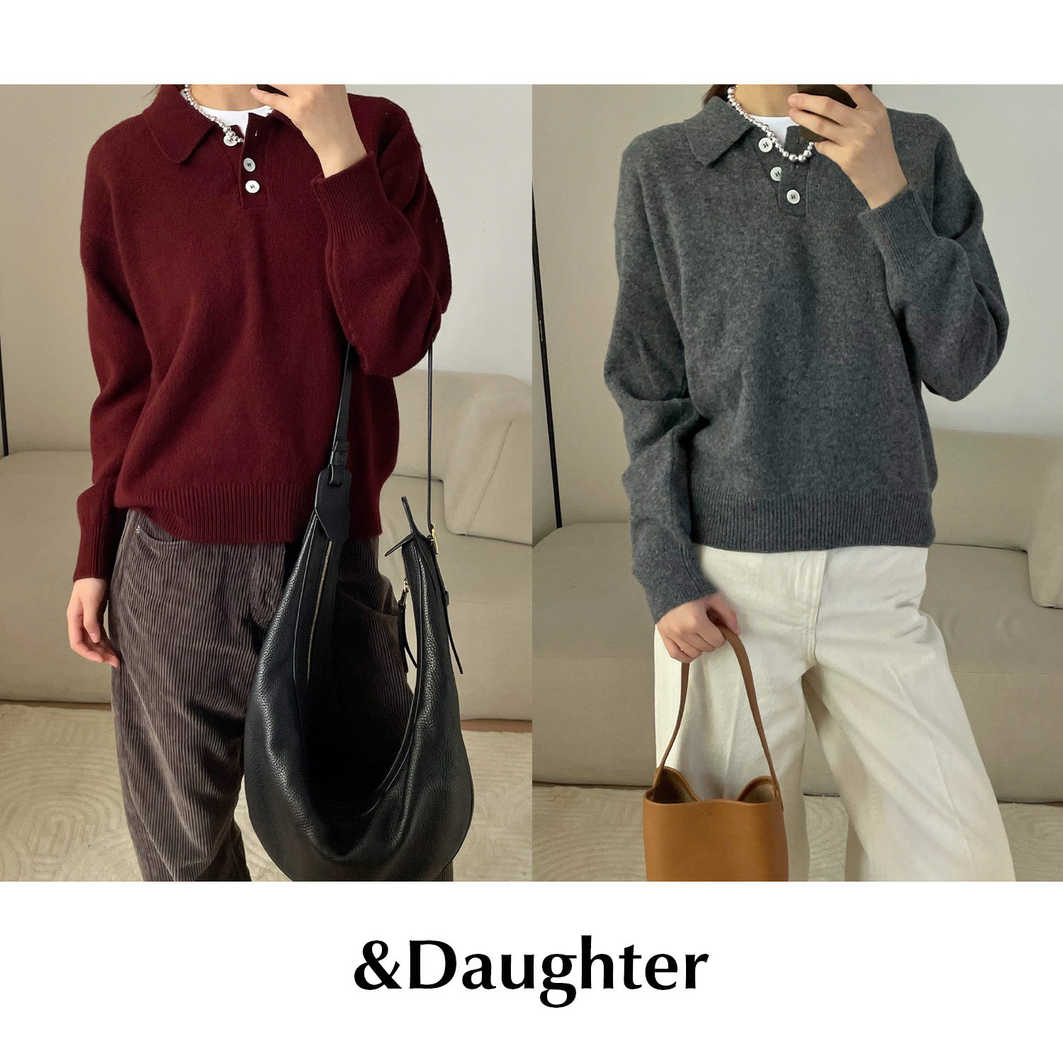 【SALE】CETTCE 现货 &Daughter 英国吉朗羔羊毛polo领毛衣针织