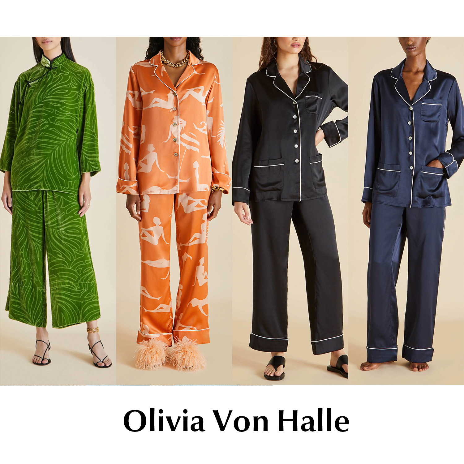 【SALE】Olivia Von Halle ——真丝睡衣 连帽卫衣套装家居服合集