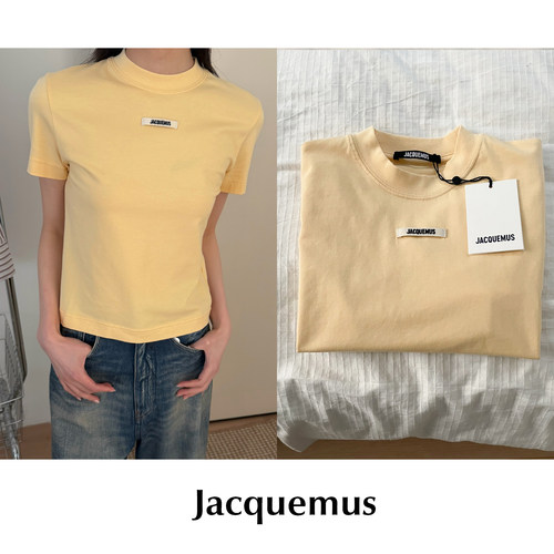 【SALE】CETTCE现货 Jacquemus 经典字母Logo短款修身休闲短袖T恤