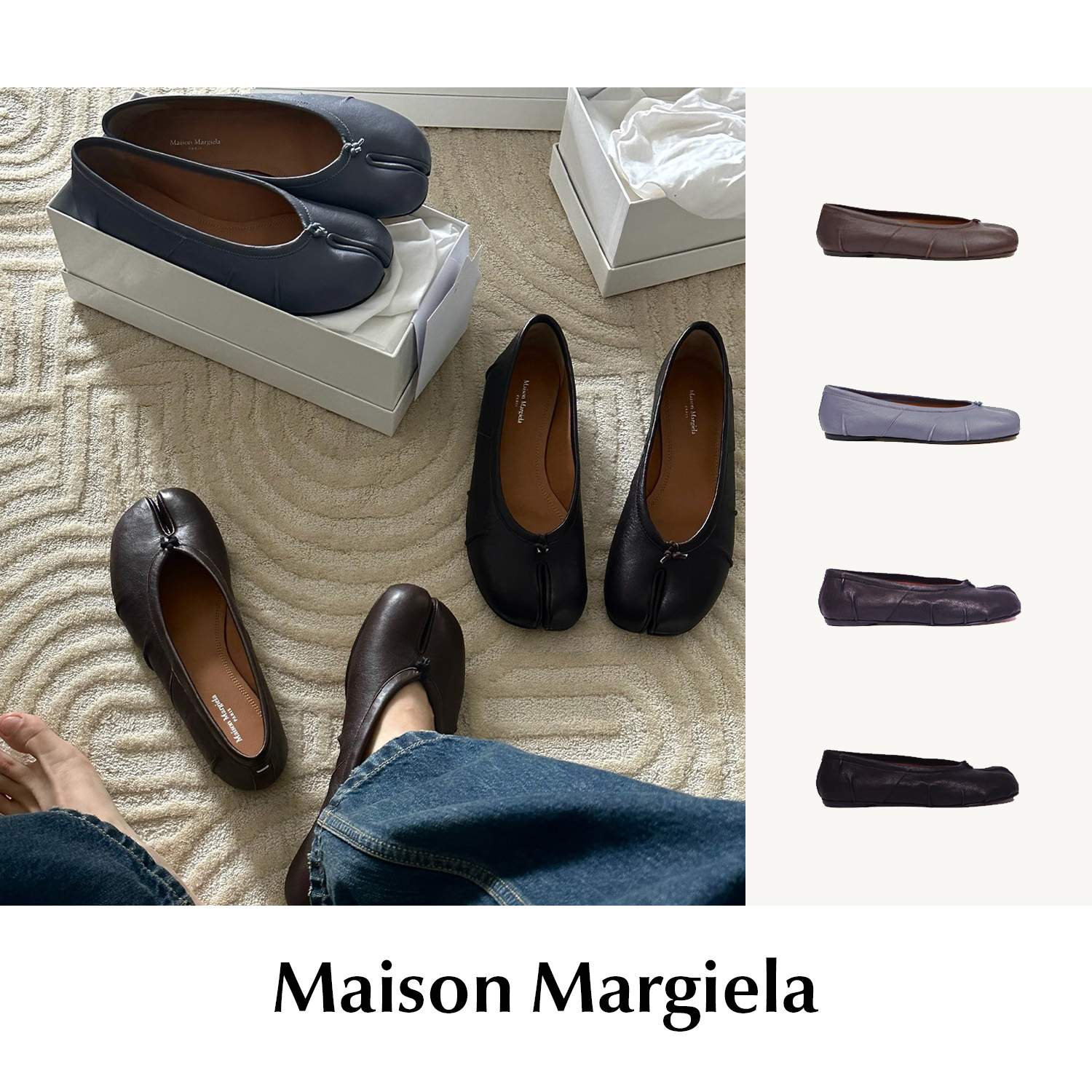 CETTCE 现货 Maison Margiela 马吉拉褶皱分趾鞋tabi平底芭蕾鞋