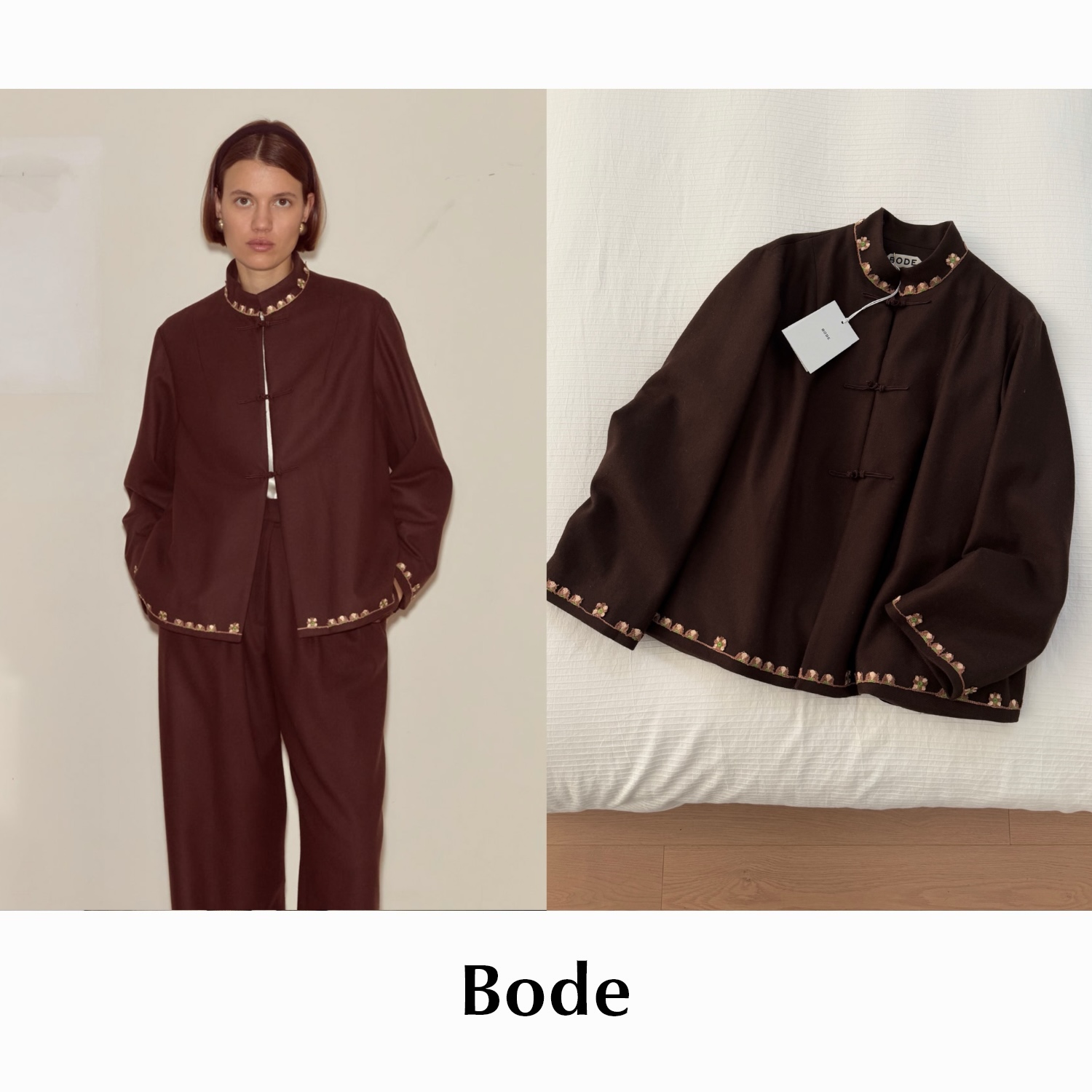 CETTCE 现货 Bode 花卉刺绣盘扣Bramble羊毛休闲夹克外套