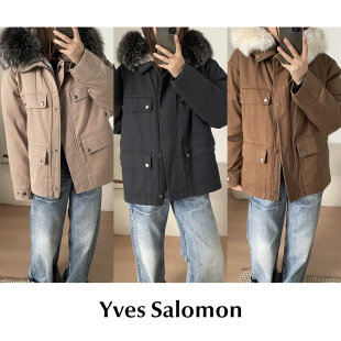 现货 拆卸派克服工装 Yves 狐狸毛兔毛羽绒袖 外套 Salomon CETTCE