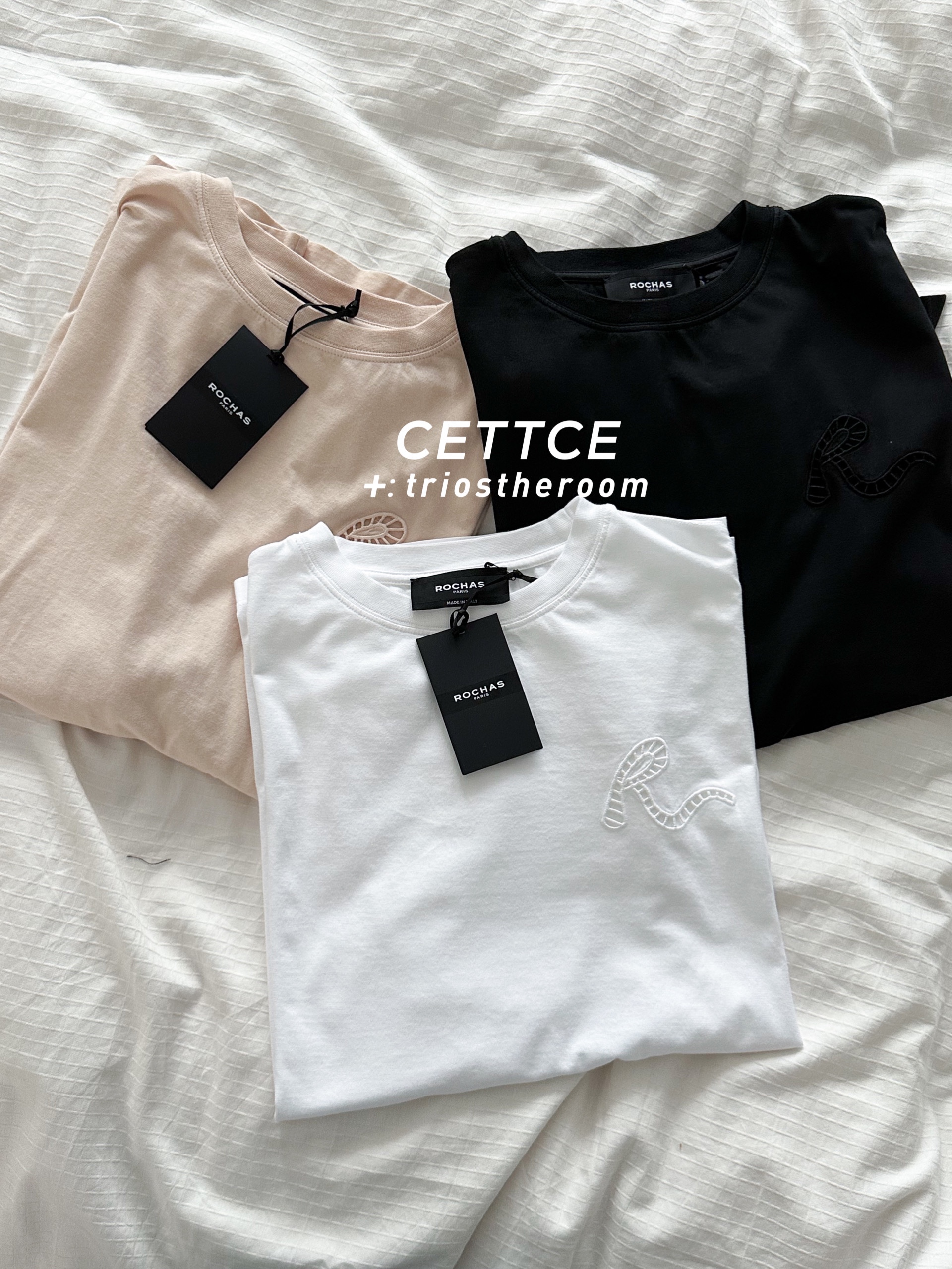 ROCHAS基础镂空宽松短袖