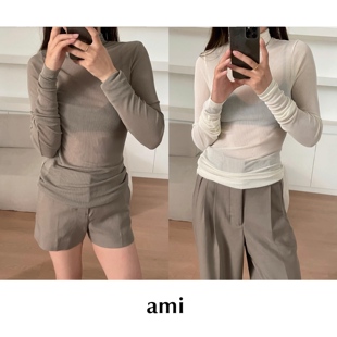 现货 Ami 打底T袖 SALE 上衣 长袖 CETTCE 针织薄款 羊毛高领修身