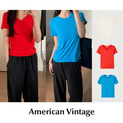 CETTCE 现货 American Vintage 短款宽松纯色休闲短袖T恤合集