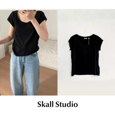 【SALE】CETTCE 现货 Skall Studio 经典U型领短袖上衣百搭T恤