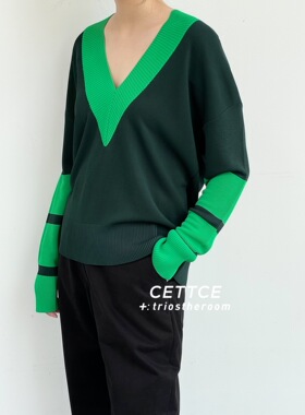 【SALE】CETTCE 折扣现货 AMI 2022春夏 清爽棉质拼色针织衫毛衣