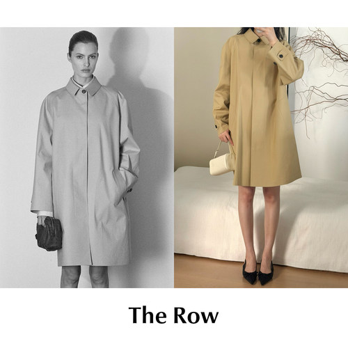 CETTCE 现货 The Row 秀款翻领宽肩廓形直筒风衣连衣裙外套 Amael