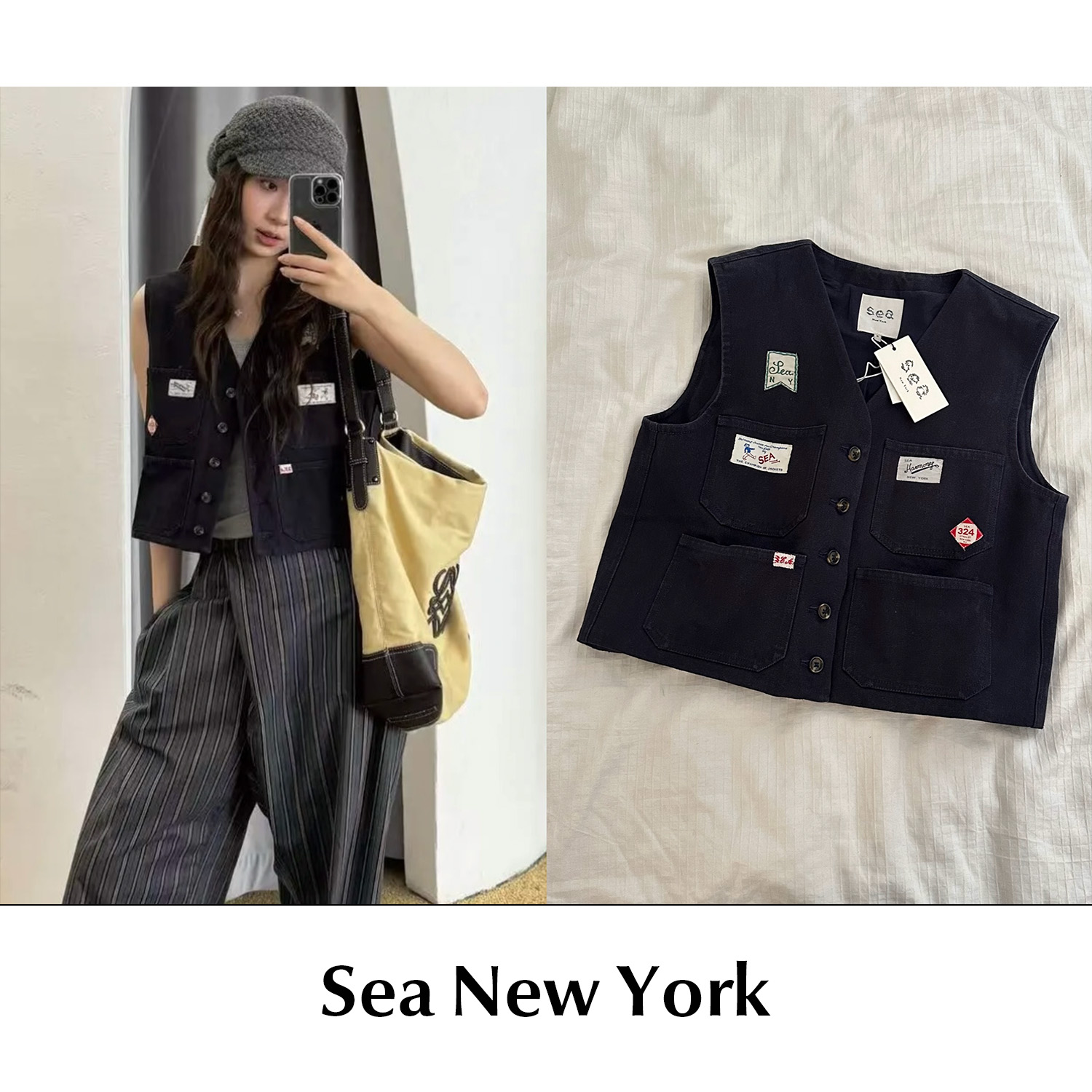 【SALE】CETTCE 现货 Sea New York V领单排扣贴标刺绣无袖马甲