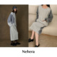 拼色羊毛针织套头拉链开衫 A字半身裙 现货 Nehera SALE CETTCE