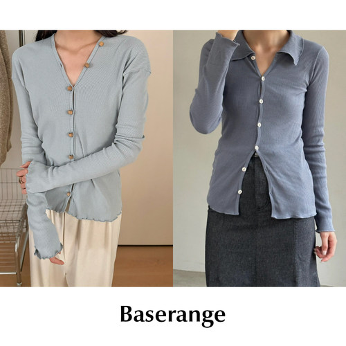 CETTCE 现货 Baserange V领弹力罗纹串珠纽扣 Tav针织衫 Iso