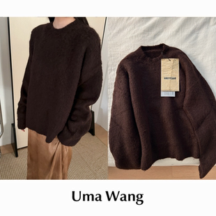 Wang Uma 羊毛羊驼毛复古圆领套头罗纹针织毛衣 现货 CETTCE