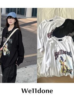 【SALE】CETTCE 现货 we11done 纯棉涂鸦印花落肩长袖T恤短袖合集