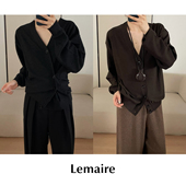 现货 Lemaire 经典 CETTCE 不对称V领斜襟羊毛针织开衫 毛衣