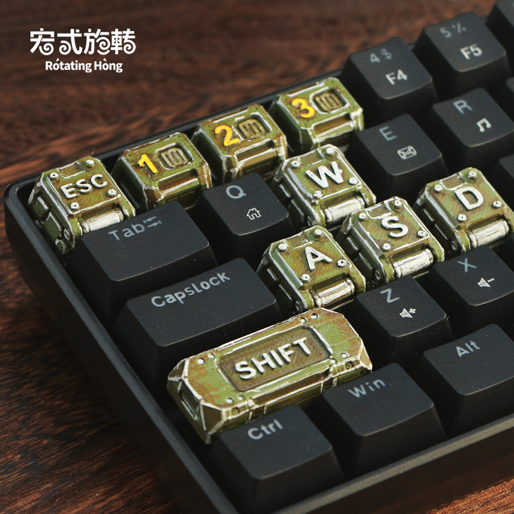 【宏式旋转】复古机甲风键帽战损风机械键盘个性键帽DIY