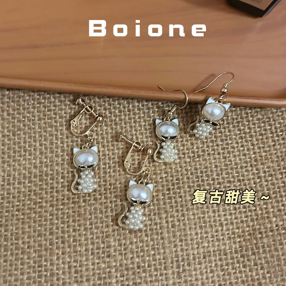 【实拍】复古甜美猫咪耳环耳夹