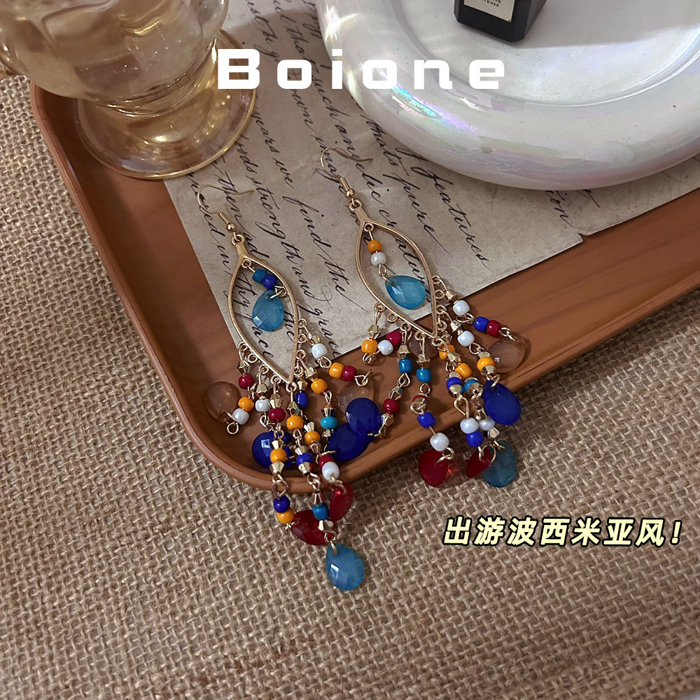 新疆波西米亚风流苏螺旋耳夹