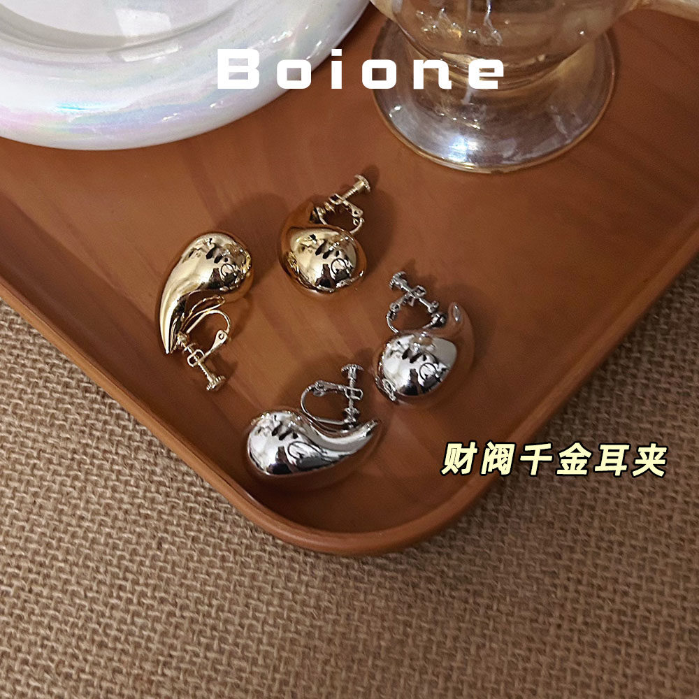 财阀千金感大水滴耳夹显脸小高级