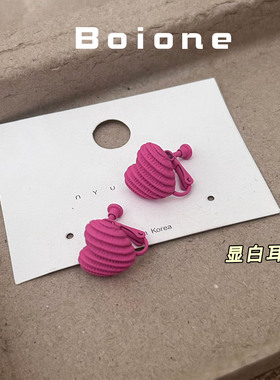 显白夏季玫红色爱心耳夹狂甩不掉