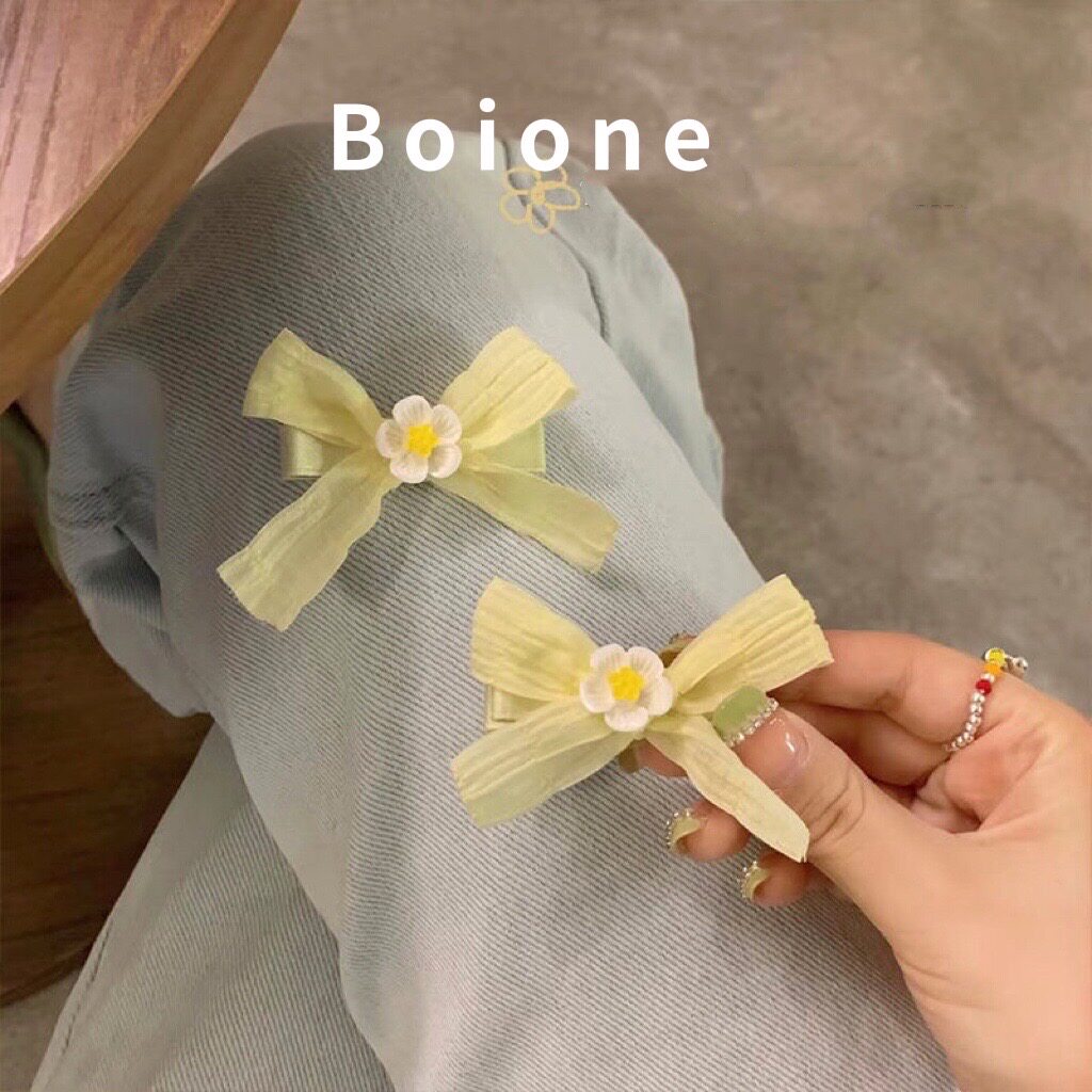 夏天超甜软妹少女心黄色布艺发夹