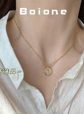 法式浪漫少女高级感贝母项链