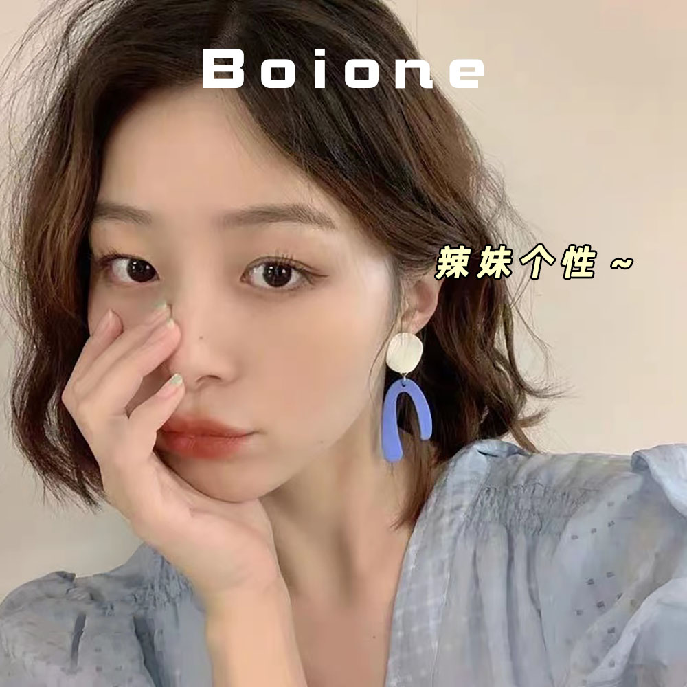 甜酷少女辣妹度假风树脂几何耳饰
