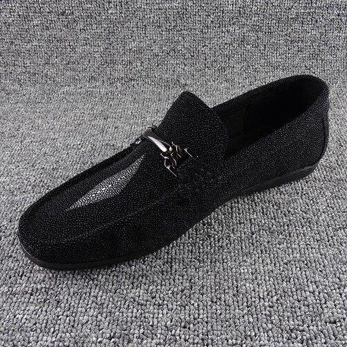 珍珠鱼鳞春秋季时尚软底男士皮鞋