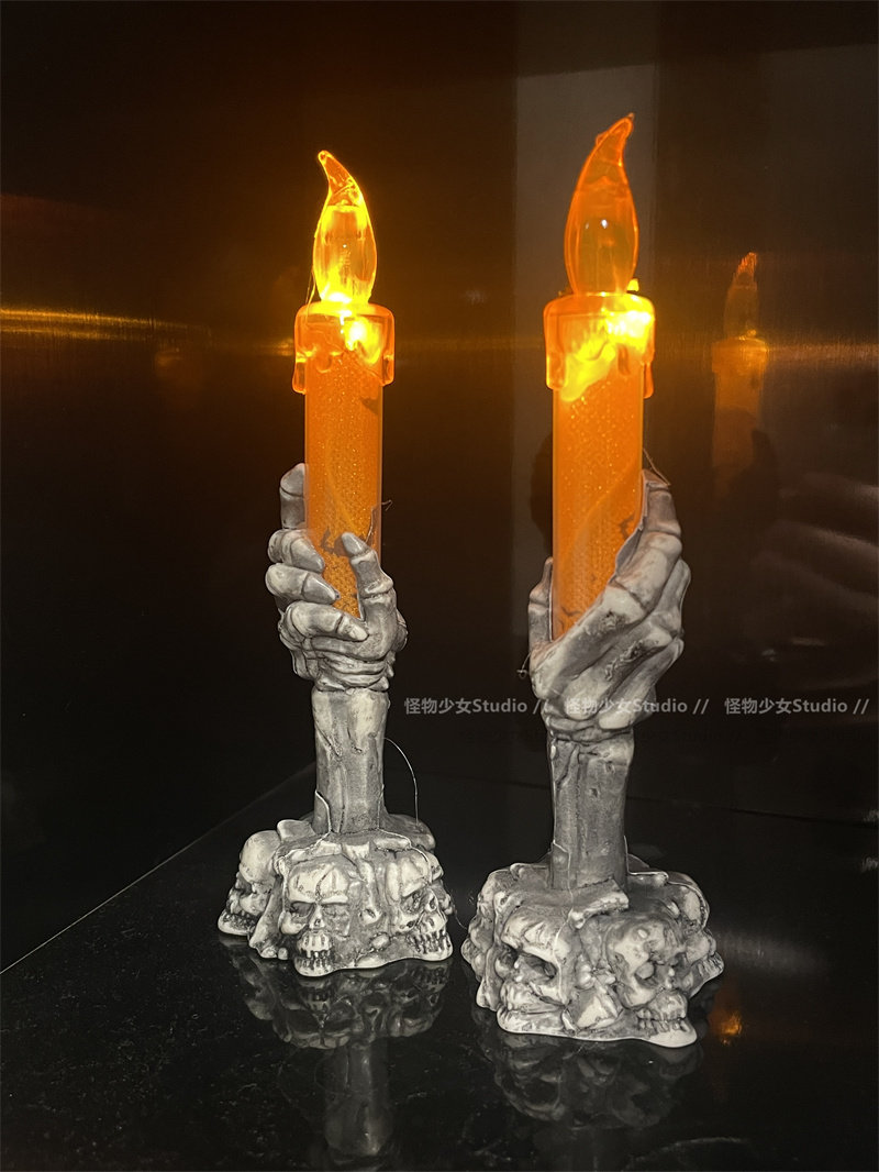 万圣节幽灵骷髅手蜡烛灯鬼屋拍照道具