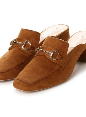 日单外贸原单ILIMA 复古英伦风凉鞋日系包头小方头中跟拖鞋穆勒鞋