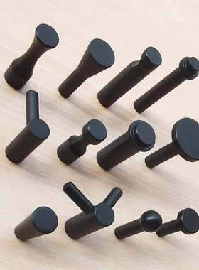 黑色打孔壁挂木板不锈钢小衣钩挂钩厨房浴室玄关单个免打孔钥匙钩