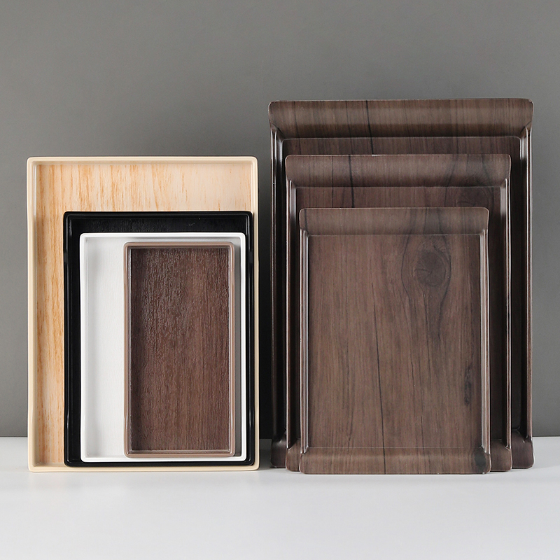 密胺酒店托盘长方形面包盘子商用