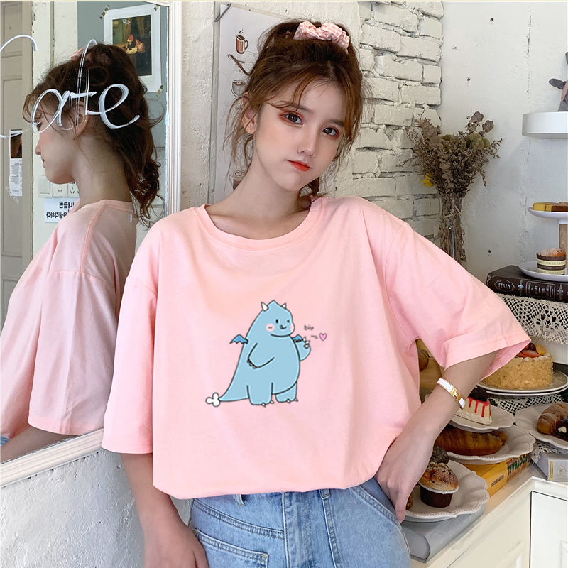 Real cotton 2021 new spring and summer season loose Korean Short Sleeve T-Shirt