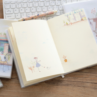 A5手绘插画胶套日记本 学生小清新日式樱花彩页记事本手帐小本子