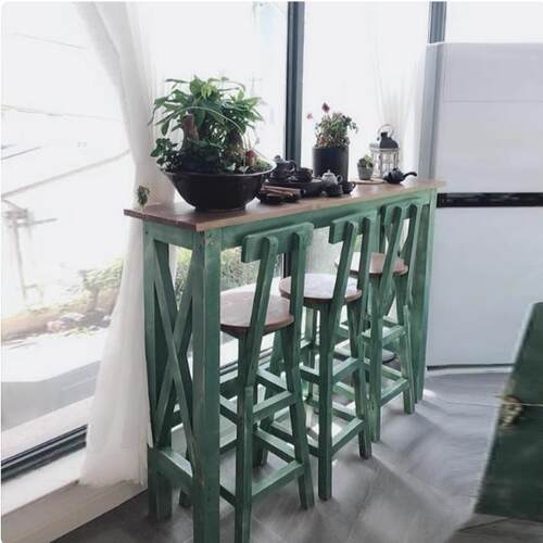 复古地中海组合咖啡奶茶店吧台桌