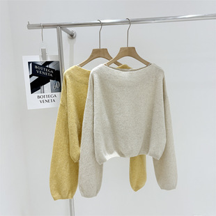毛衣套头衫 宽松软糯一字领浣熊绒羊毛针织衫 女 新款 韩国订单秋装