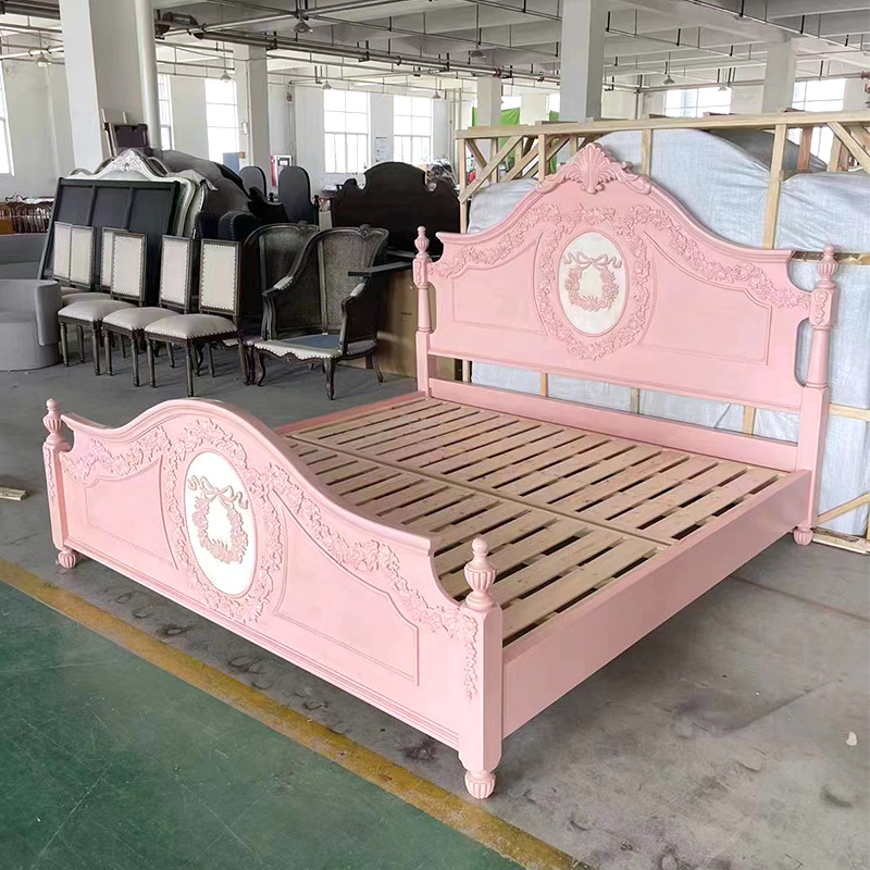 公主床女孩欧式简约女儿床单人床全实木儿童房少女床粉色小女孩床