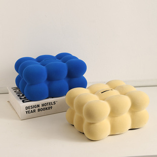 ins奶油风云朵存钱罐客厅卧室植绒轻奢摆件可爱儿童硬币储蓄罐大