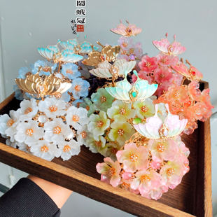 故里簪花巷【闹蛾冠】仿李静训李小孩闹蛾扑花冠古风汉服发冠头饰